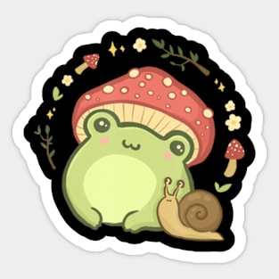 Cottagecore Aesthetic Frog Snail Cute Vintage Sticker